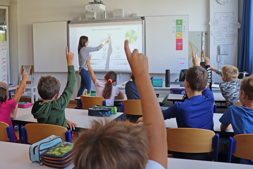 Unterricht am Whiteboard in der Grund- und Mittelschule