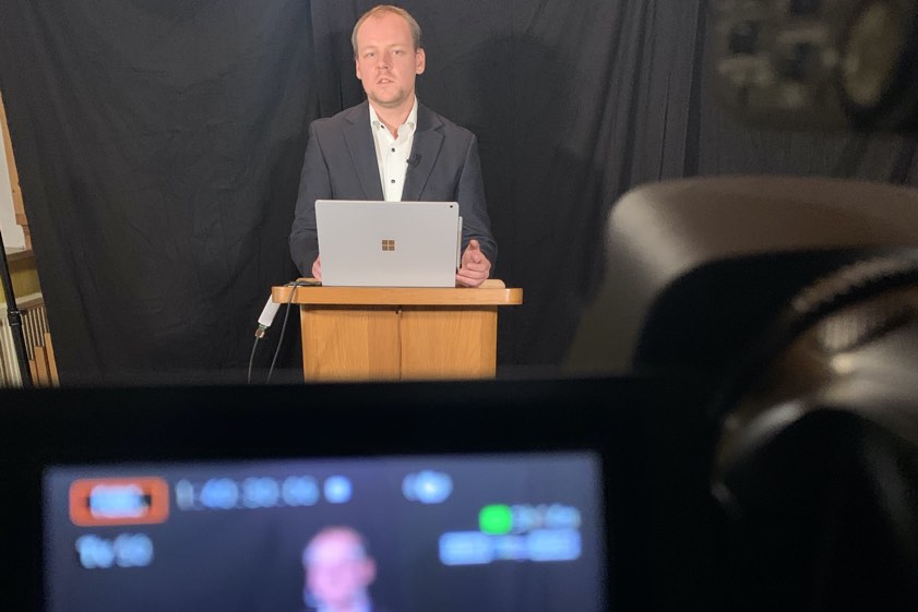 André Gersdorf, der alte und neue Vorsitzende des KJR, bei der Herbst-Vollversammlung, die wegen der Corona-Krise online stattfand. Foto: KJR