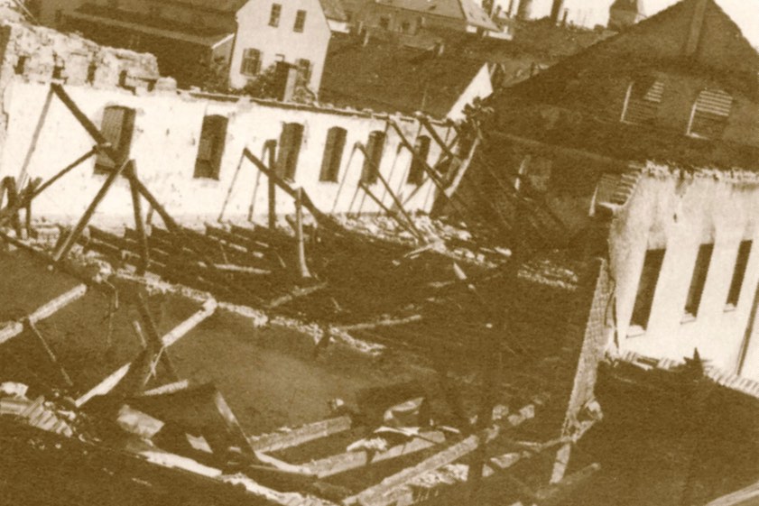 Die zerstörte Bortenschlager-Ökonomie (1945).