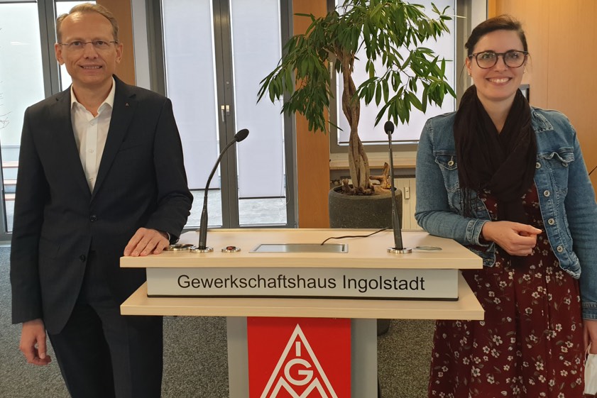 Bernard Stiedl, Erster Bevollmächtigter der IG-Metall Ingolstadt, und Tamara Hübner, die Zweite Bevollmächtigte. Foto: IG-Metall
