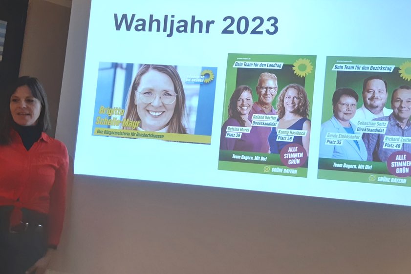 Die Grünen-Kreisvorsitzende Bettina Markl blickte auf das zu Ende gehende Wahljahr, das mit der Bürgermeister-Wahl in Reichertshausen begonnen hatte und mit Landtags- und Bezirkstagswahl weiterging. Foto: Euringer
