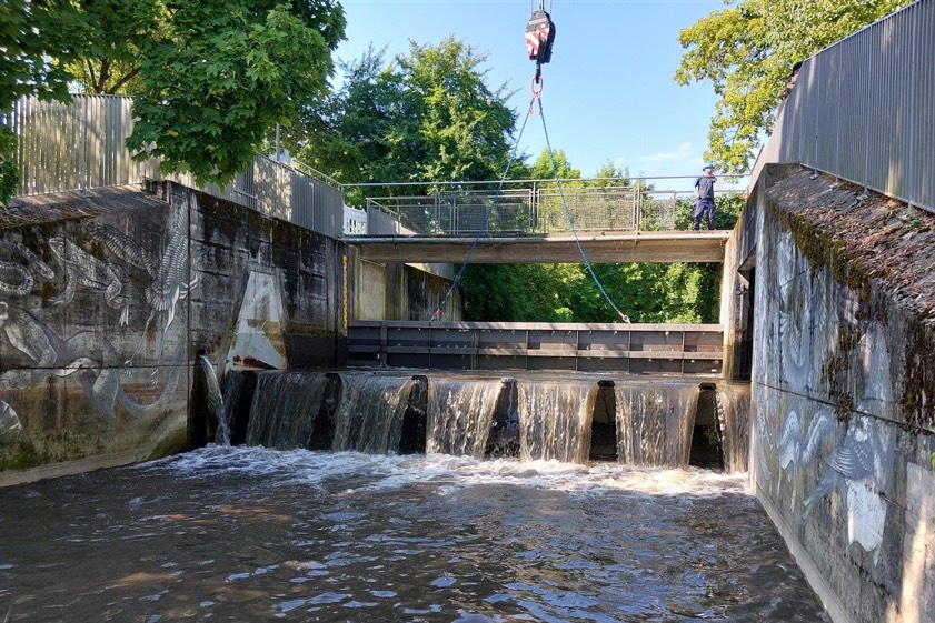 Das Stauklappen-Wehr im Bürgerpark wird erneuert. Foto: Stadt Pfaffenhofen