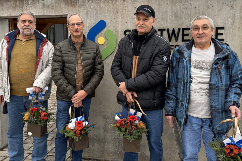 Wolfgang Loy (von links), Manfred Erhardt, Erwin Halmich und Ludwig Koller. Foto: Stadtwerke Pfaffenhofen