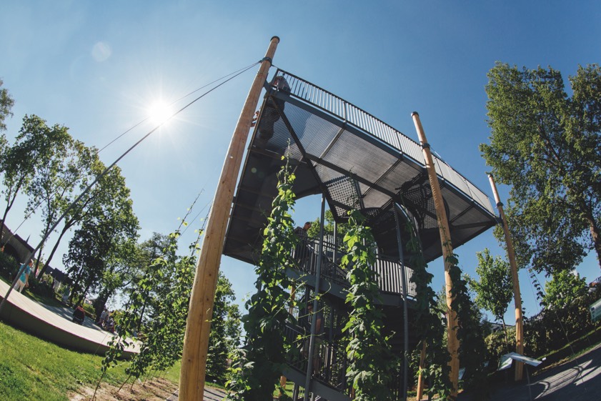 Der Hopfenturm im Pfaffenhofener Bürgerpark. Foto: Lukas Sammetinger