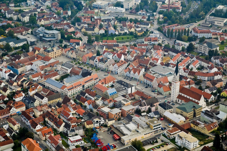 Die Innenstadt von Pfaffenhofen aus der Vogelperspektive. Foto: Archiv